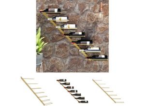 8721032201426 - The Living Store - Wand-Weinregal für 7 Flaschen Golden Metall - Weinregale - Gold