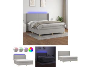 8721032213580 - Kalisse - The Living Store Boxspringbett mit Matratze & led Hellgrau 180x200 cm Stoff - Betten & Bettgestelle - Grau