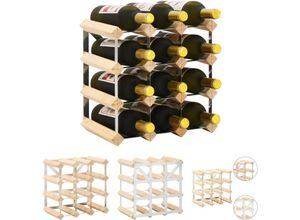 8721032236145 - The Living Store Weinregal für 12 Flaschen Massivholz Kiefer - Weinregale - Beige