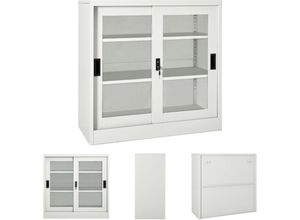 8721032271122 - Schrank mit Schiebetür Hellgrau 90x40x90 cm Stahl - Aufbewahrungsschränke & Schließfächer - Grau - The Living Store