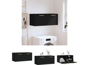 8721032274635 - Vidaxl - The Living Store Wandschrank Schwarz 80x365x35 cm Holzwerkstoff - Aufbewahrungsschränke & Schließfächer - Schwarz