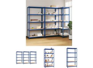 8721032301447 - The Living Store Regale mit 5 Böden 3 Stk Blau Stahl & Holzwerkstoff - Industrieregale - Blau