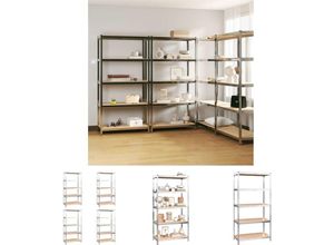 8721032301478 - Jinlefu - The Living Store Regale mit 5 Böden 4 Stk Silbern Stahl & Holzwerkstoff - Industrieregale - Silber