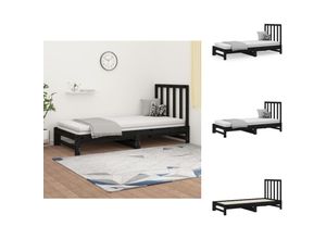 8721032660681 - Vidaxl - Betten & Bettgestelle - Living Tagesbett Ausziehbar Schwarz 2x(90x200) cm Massivholz Kiefer - Schwarz