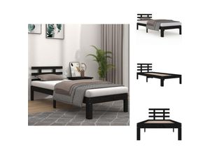 8721032680023 - Vidaxl - Betten & Bettgestelle - Living Massivholzbett Schwarz 100x200 cm - Schwarz