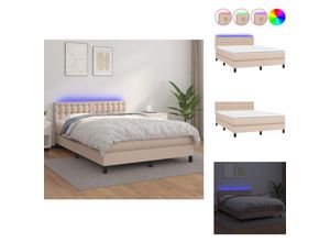 8721032695805 - Betten & Bettgestelle - Living Boxspringbett mit Matratze & LED Cappuccino-Braun 140x200cm