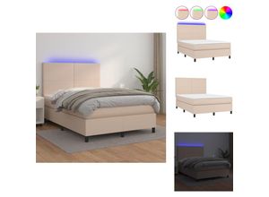 8721032738083 - Vidaxl - Betten & Bettgestelle - Living Boxspringbett mit Matratze & led Cappuccino-Braun 140x200cm - Braun