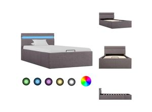 8721032825158 - Vidaxl - Betten & Bettgestelle - Living Bett mit Bettkasten Hydraulisch mit led Taupe Stoff 100x200 cm - Taupe