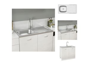 8721032916818 - Küchenspülen & Spülbecken - Living Spüle mit Abtropffläche Set Silbern 1000x500x155 mm Edelstahl - Silber