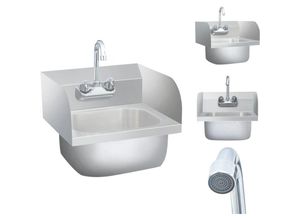 8721032917518 - Küchenspülen & Spülbecken - Living Gastro-Handwaschbecken mit Wasserhahn Edelstahl - Silber