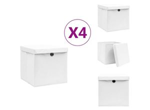 8721032945443 - Vidaxl - Ordnungshelfer - Living Aufbewahrungsboxen mit Deckeln 4 Stk 28x28x28 cm Weiß - Weiß