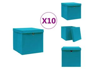 8721032945481 - Vidaxl - Ordnungshelfer - Living Aufbewahrungsboxen mit Deckeln 10 Stk 28x28x28 cm Babyblau - Blau