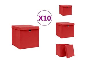 8721032945511 - Vidaxl - Ordnungshelfer - Living Aufbewahrungsboxen mit Deckeln 10 Stk 28x28x28 cm Rot - Rot