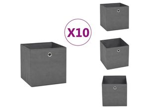 8721032945542 - Vidaxl - Ordnungshelfer - Living Aufbewahrungsboxen 10 Stk Vliesstoff 28x28x28 cm Grau - Grau