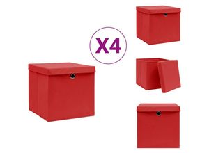 8721032945641 - Vidaxl - Ordnungshelfer - Living Aufbewahrungsboxen mit Deckeln 4 Stk 28x28x28 cm Rot - Rot