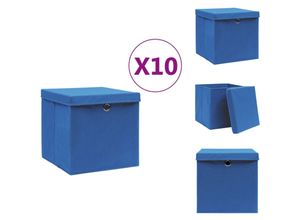 8721032945696 - Vidaxl - Ordnungshelfer - Living Aufbewahrungsboxen mit Deckeln 10 Stk 28x28x28 cm Blau - Blau