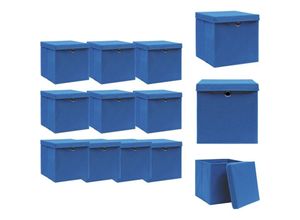 8721032945757 - Vidaxl - Ordnungshelfer - Living Aufbewahrungsboxen mit Deckeln 10 Stk Blau 32x32x32 cm Stoff - Blau