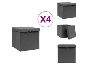 8721032945917 - Vidaxl - Ordnungshelfer - Living Aufbewahrungsboxen mit Deckeln 4 Stk 28x28x28 cm Grau - Grau