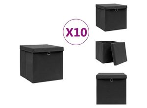 8721032945948 - Vidaxl - Ordnungshelfer - Living Aufbewahrungsboxen mit Deckeln 10 Stk 28x28x28 cm Schwarz - Schwarz