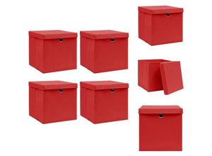 8721032946037 - Ordnungshelfer - Living Aufbewahrungsboxen mit Deckeln 4 Stk Rot 32x32x32 cm Stoff - Rot