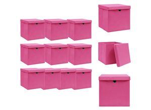 8721032946068 - Vidaxl - Ordnungshelfer - Living Aufbewahrungsboxen mit Deckeln 10 Stk Rosa 32x32x32 cm Stoff - Rosa