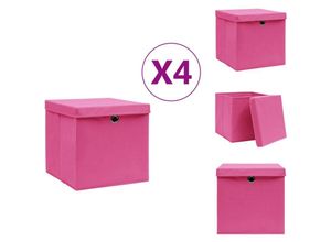 8721032946242 - Vidaxl - Ordnungshelfer - Living Aufbewahrungsboxen mit Deckeln 4 Stk 28x28x28 cm Rosa - Rosa