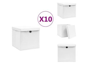 8721032946402 - Vidaxl - Ordnungshelfer - Living Aufbewahrungsboxen mit Deckeln 10 Stk 28x28x28 cm Weiß - Weiß