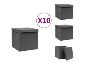 8721032946419 - Vidaxl - Ordnungshelfer - Living Aufbewahrungsboxen mit Deckeln 10 Stk 28x28x28 cm Grau - Grau