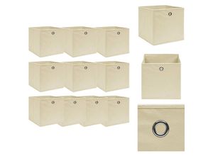 8721032946747 - Ordnungshelfer - Living Aufbewahrungsboxen 10 Stk Creme 32x32x32 cm Stoff - Creme