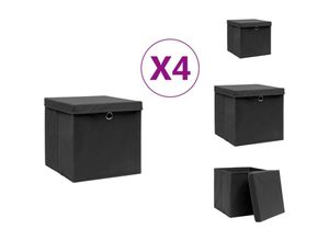 8721032946761 - Vidaxl - Ordnungshelfer - Living Aufbewahrungsboxen mit Deckeln 4 Stk 28x28x28 cm Schwarz - Schwarz