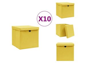 8721032946907 - Vidaxl - Ordnungshelfer - Living Aufbewahrungsboxen mit Deckeln 10 Stk 28x28x28 cm Gelb - Gelb