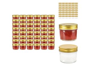 8721032948765 - Honiggläser - Living Marmeladengläser mit goldenem Deckel 48 Stk 110 ml - Gold