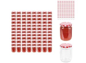 8721032948802 - Vidaxl - Honiggläser - Living Marmeladengläser mit Weißem Rotem Deckel 96 Stk 230 ml - Rot