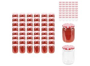 8721032948840 - Vidaxl - Honiggläser - Living Marmeladengläser mit Weißem Rotem Deckel 48 Stk 230 ml - Rot