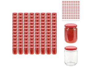 8721032948888 - Vidaxl - Honiggläser - Living Marmeladengläser mit Rotem Deckel 96 Stk 230 ml - Rot