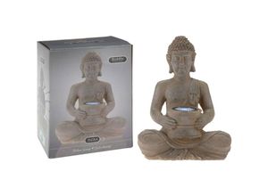 8721036072473 - Prolenta Premium - Gartenfigur Buddha mit Solarleuchte - Braun