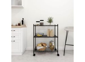 8721036962996 - Prolenta Premium - Lagerregal mit 3 Böden und Rollen 60x35x81 cm - Schwarz