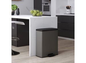 8721036983014 - Prolenta Premium - Duo Tretmülleimer Deco 26L+26L Grau - Grau