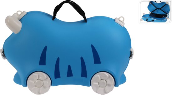 8721037095938 - - Kinderkoffer - Blau - Auf Rollen - Extra stabil - maximal 50kg