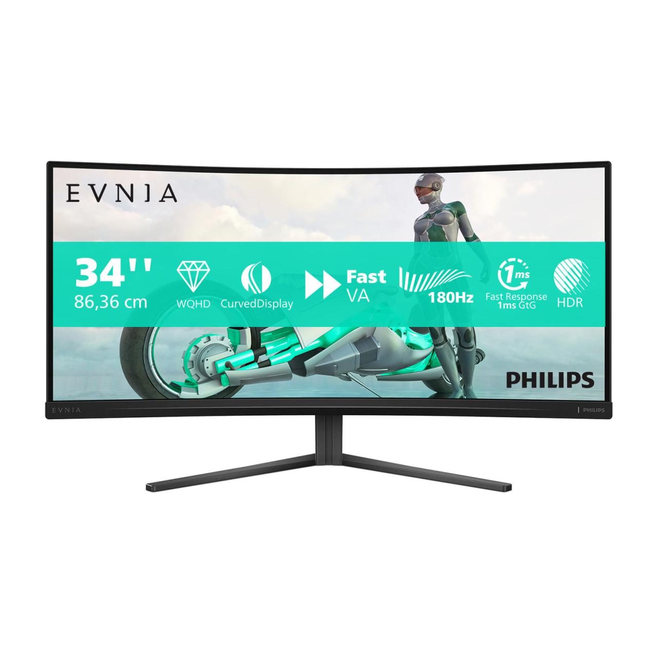 8721038001945 - F (A bis G) PHILIPS Curved-Gaming-Monitor 34M2C3500L Monitore grau (dunkelgrau)