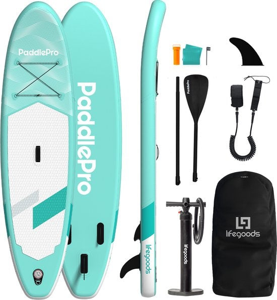 8721055560159 - SUP Board All-round Compact - 100 KG Belastbarkeit - Aufblasbar - Komplettes SUP Paket - Mintgrün
