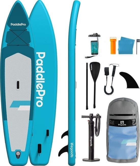 8721055560180 - SUP Board Touring - 165 KG Belastbarkeit - Aufblasbar - Komplettes Sup Paket - Blau