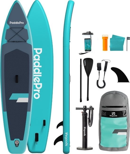 8721055560203 - SUP Board Touring - 165 KG Belastbarkeit - Aufblasbar - Komplettes Sup Paket - Türkis