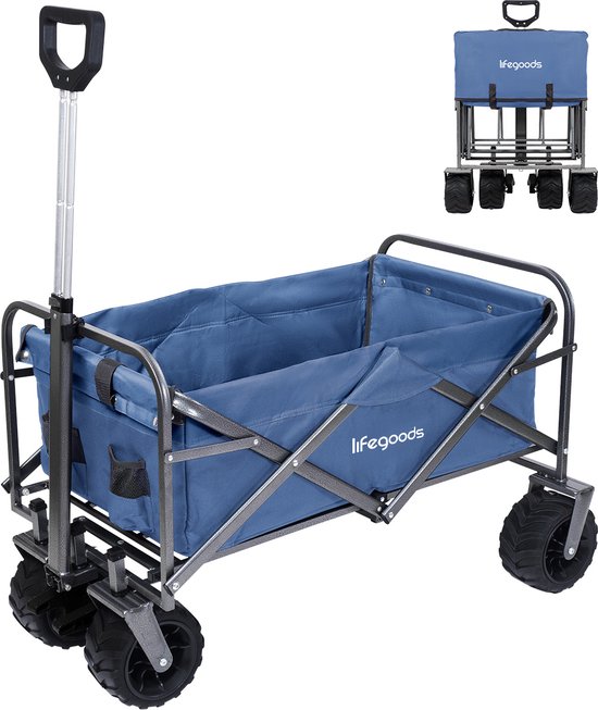 8721055560425 - Wagon - faltbar - 80KG Tragfähigkeit - 94L - waschbares Polyester - Blau