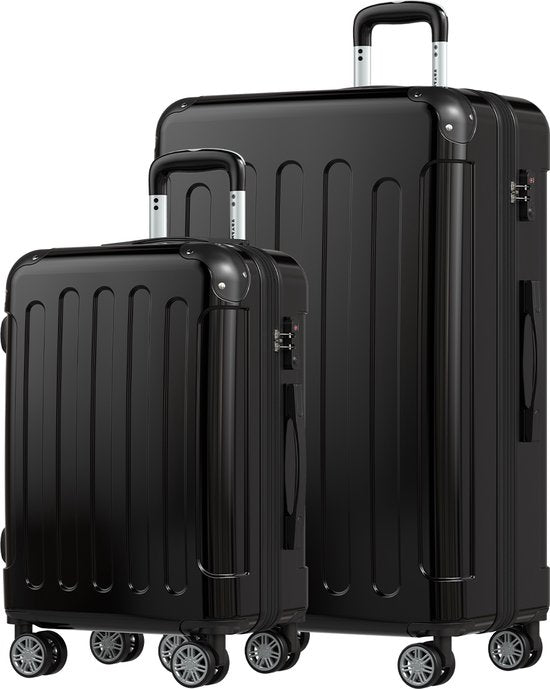 8721055561507 - - Kofferset - 2 Stück - 45L Handgepäck + 115L geräumiges Gepäck - TSA Schloss - Leichtgewicht - Reisekofferset - Trolley - Schwarz