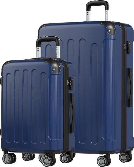 8721055561514 - Kofferset - 2 Stück - 45L Handgepäck + 115L geräumiges Gepäck - TSA Schloss - Leichtgewicht - Reisekofferset - Dunkelblau