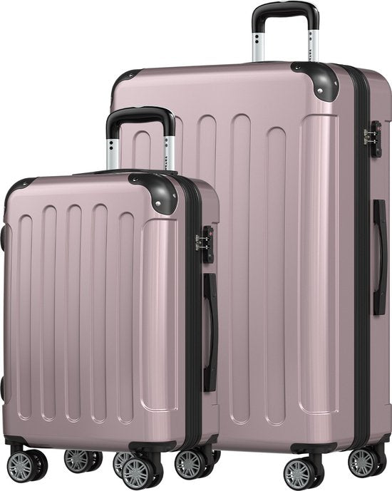 8721055561521 - Kofferset - 2 Stück - 45L Handgepäck + 115L geräumiges Gepäck - TSA-Schloss - Leichtgewicht - Reisekofferset - Rose Gold