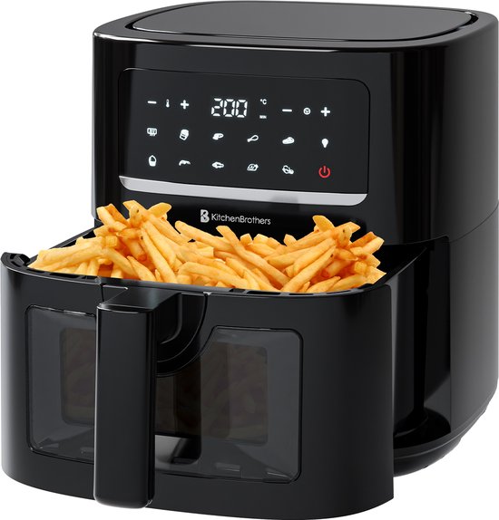 8721055562504 - Airfryer XL - 6L - 1600W - Heißluftfritteuse - 50ºC bis 200ºC - 10 Kochprogramme - Schwarz