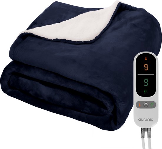 8721055562801 - Electric Blanket - Wärmedecke - Sherpa Fleece - 9 Wärme- und Timer-Einstellungen - Decke - 180x130 - 1 Person - Blau