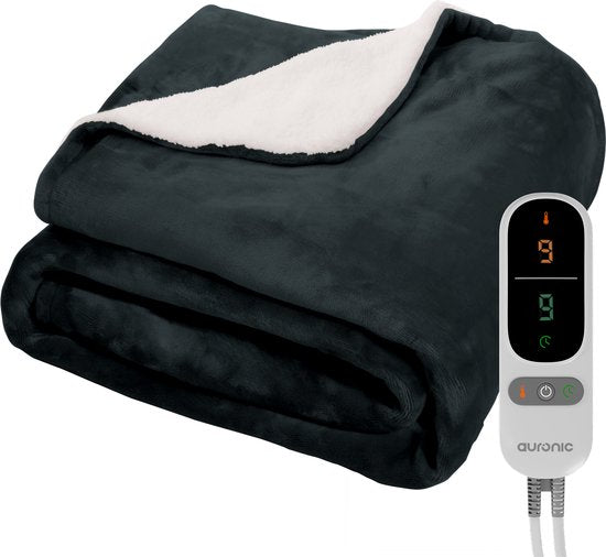 8721055562818 - Electric Blanket - Wärmedecke - Sherpa Fleece - 9 Wärme- und Timer-Einstellungen - Decke - 180x130 - 1 Person - Anthrazit